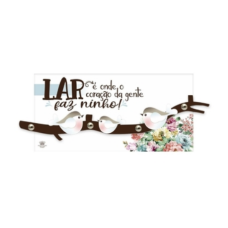 Porta-Chaves com Aplique - Lar é Onde o Coração da Gente faz Ninho Porta-Chaves com Aplique - Lar é Onde o Coração da Gente faz Ninho